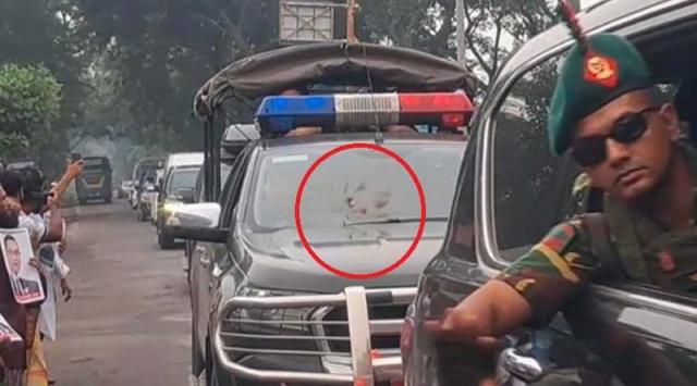 বরিশাল সফরকালে প্রধানমন্ত্রীর গাড়িতে ইট নিক্ষেপ