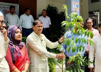 এডিপির অর্থায়নে মান্দায় গাছের চারা, সিলিং ফ্যান ও নেবুলাইজার সলিউশন বিতরণ