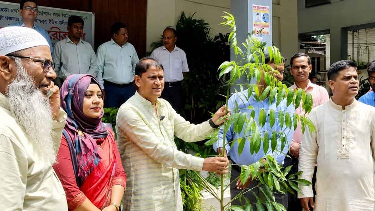 এডিপির অর্থায়নে মান্দায় গাছের চারা, সিলিং ফ্যান ও নেবুলাইজার সলিউশন বিতরণ